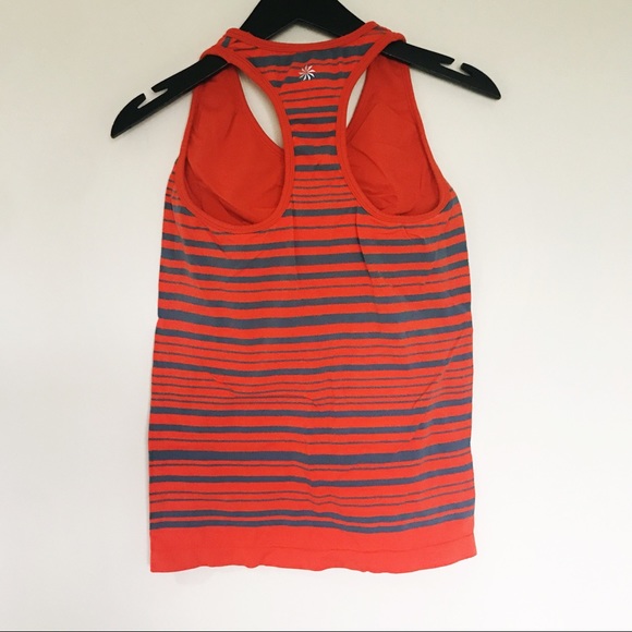 Athleta Racerback Striped Tank Top Orange Small - Picture 3 of 7